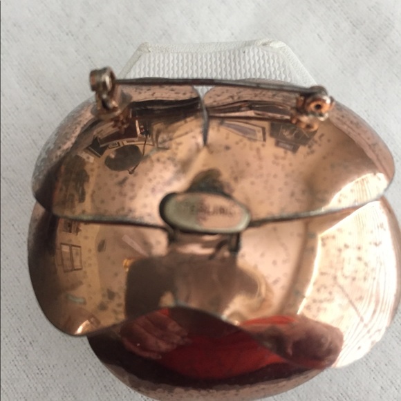 Vintage Sterling Orchid Brooch/ Pin w/red Accent - Picture 3 of 8